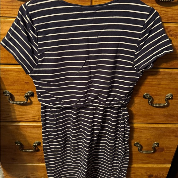 Motherhood Maternity Nursing Navy and White Casual Midi Dress - Picture 2 of 3